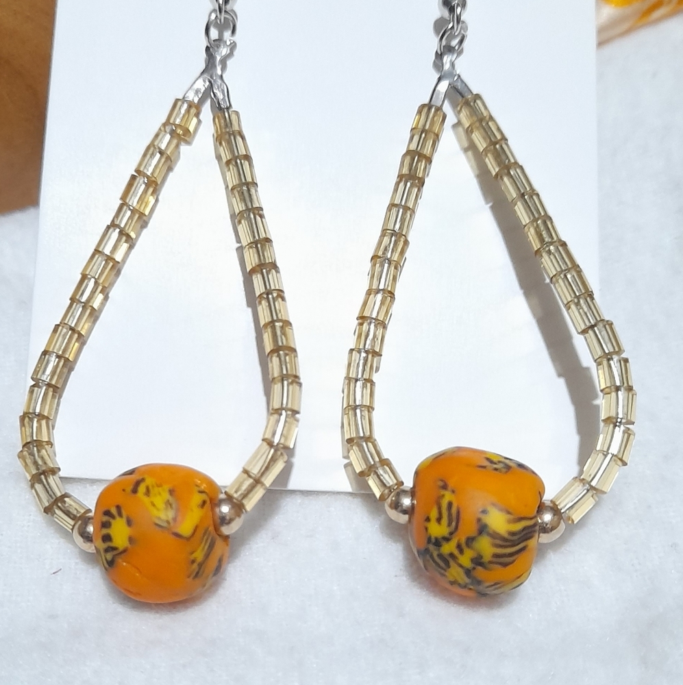 New handmade dangle earrings recycled African Glass beads